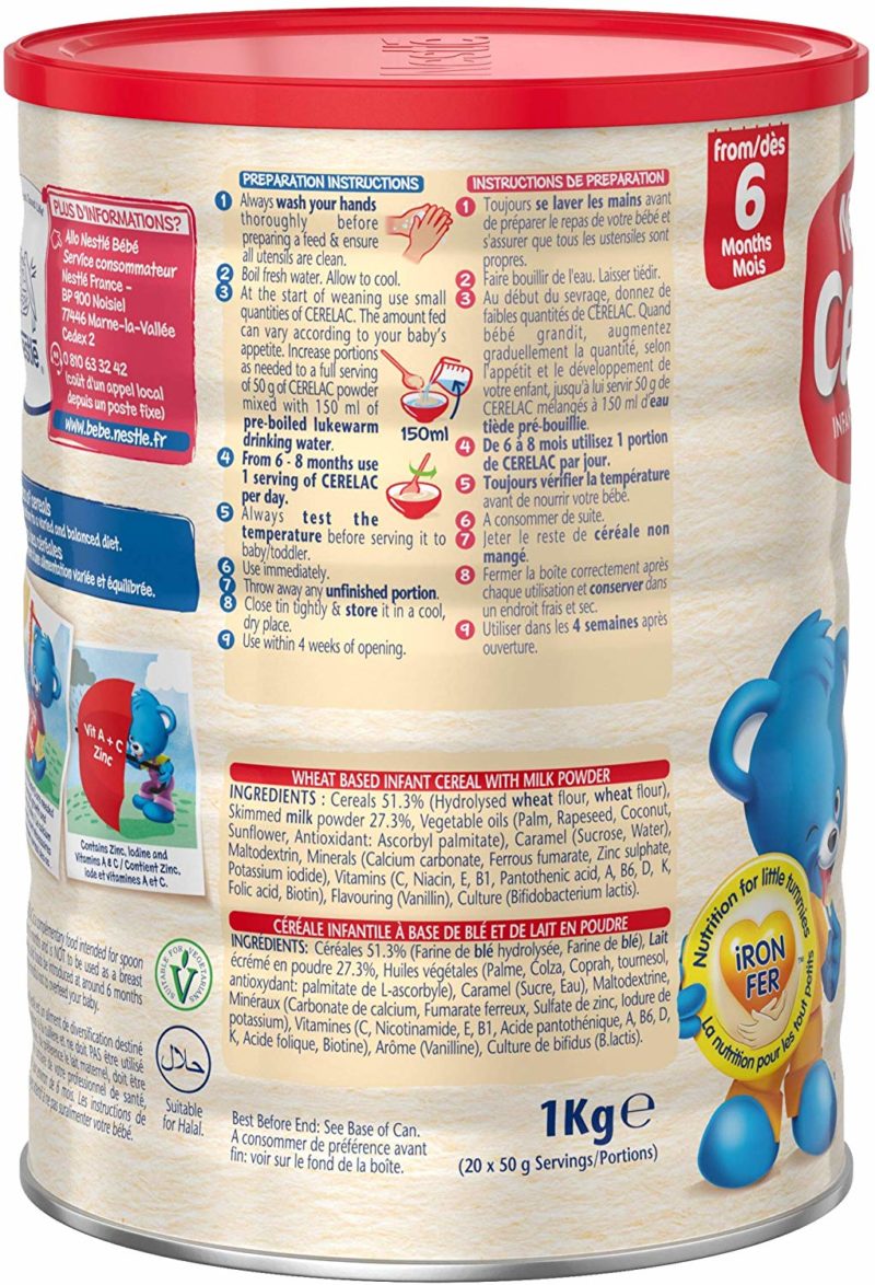 Nestlé CERELAC Wheat with Milk Infant Cereal 1kg, 6 months+ - UK CORNER ...